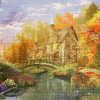 تابلو پازل چیده شده ۱۵۰۰ تکه Cottage by the lake ابعاد ۸۵×۵۸ سانت