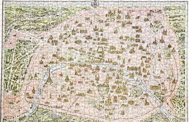 تابلو پازل چیده شده 1000 تکه نقشه پاریس 1910
